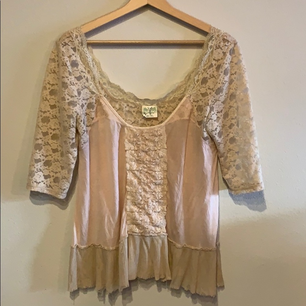 Free People Blush Lace Blouse